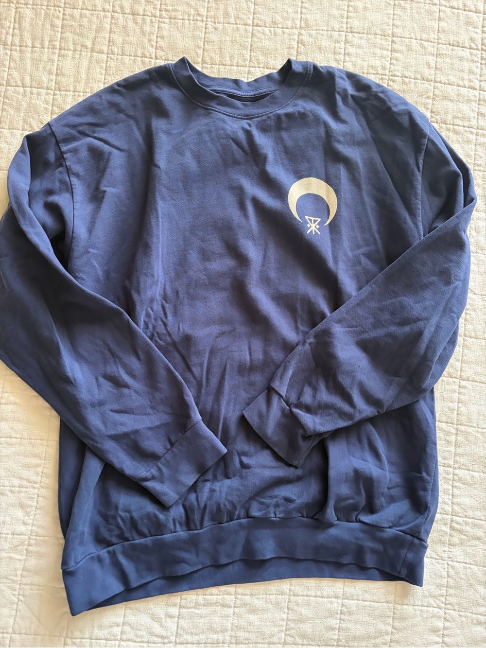 Roark Navy Crewneck Sweatshirt with Crescent Chest Graphic